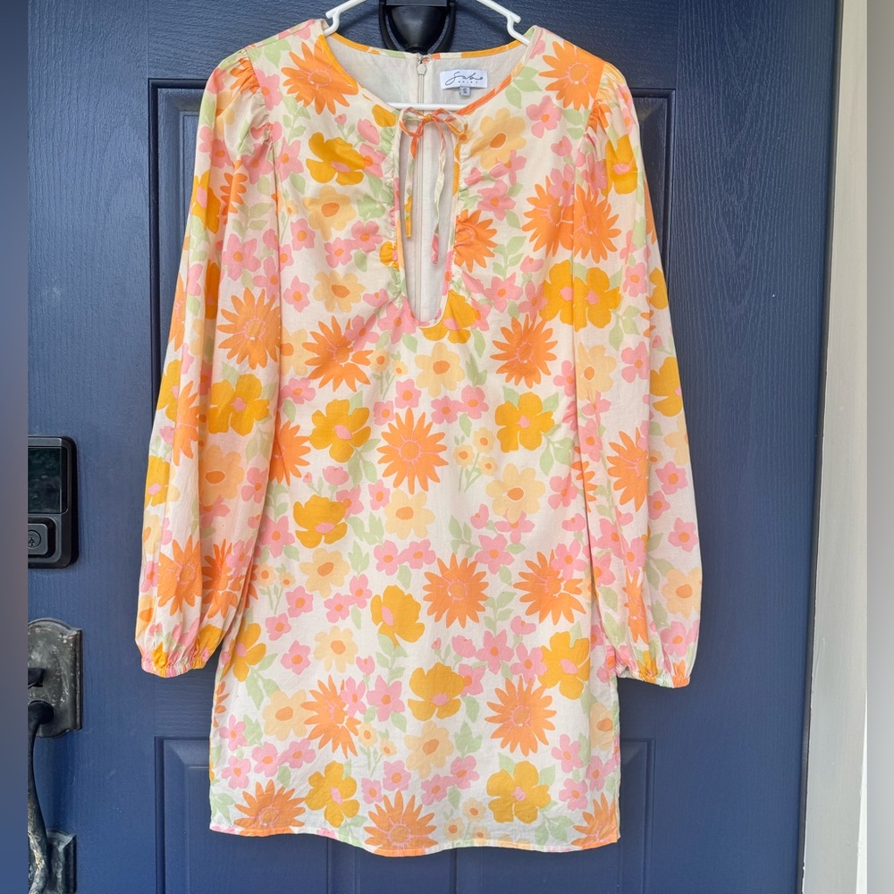 Mini Floral Sabo Skirt Dress, Size S